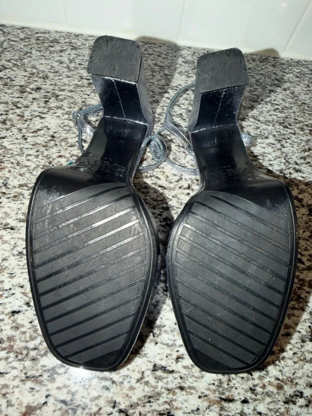 Zara Blue Metallic Platform Strappy Heels size 40 / US size 9 🩵 - Picture 5 of 13